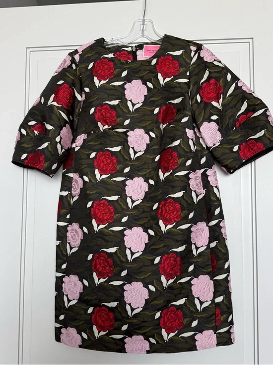 Kate Spade Floral Jacquard Dress | Rose Print Shift Dress | Size 2 - Picture 1 of 7